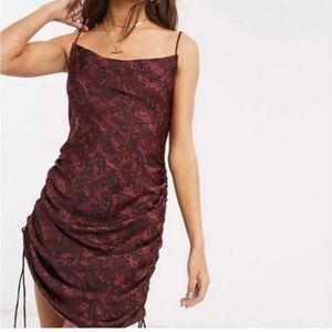 Free People burgundy snakeskin print slip dress